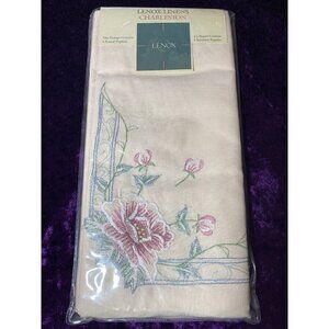 Lenox Linens Charleston Napkins Set Of 4 Pink Floral Embroidery New Rare HTF